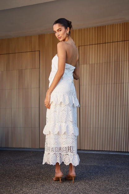 ivory lace maxi dress Baltic Born Womens Gloria | Vintage Cream A crepe mini Yours Always Lace Maxi Dress
